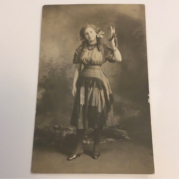 RPPC Vintage Gypsy Woman Portrait Photo Postcard Antique 1904-1918 Victorian - Picture 5 of 6